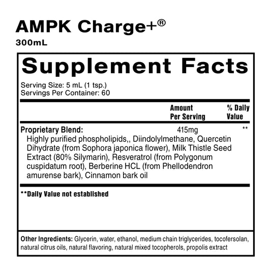 Quicksilver AMPK Charge+ bottle pour demonstrates easy daily energy support.