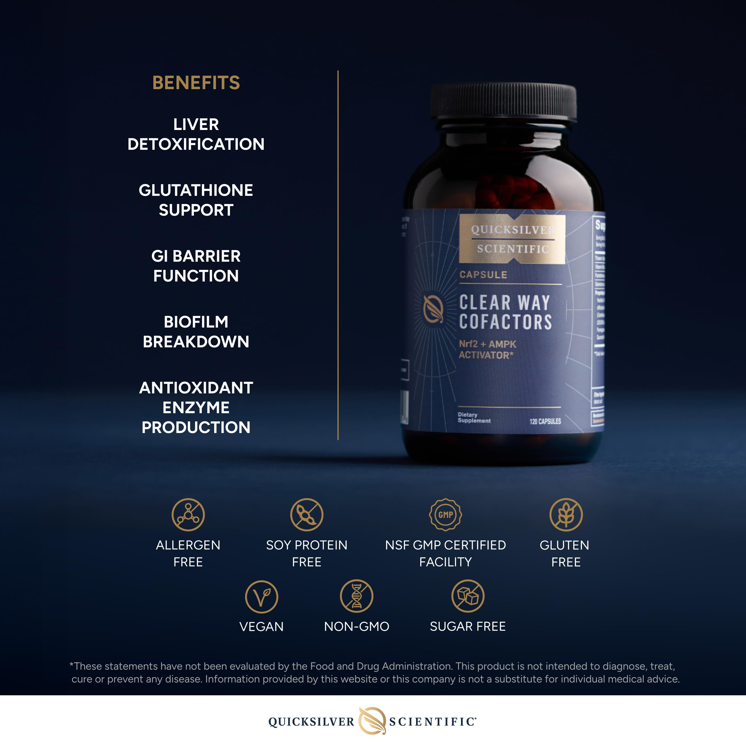 Ingredients panel of Quicksilver Scientific Clear Way Cofactors