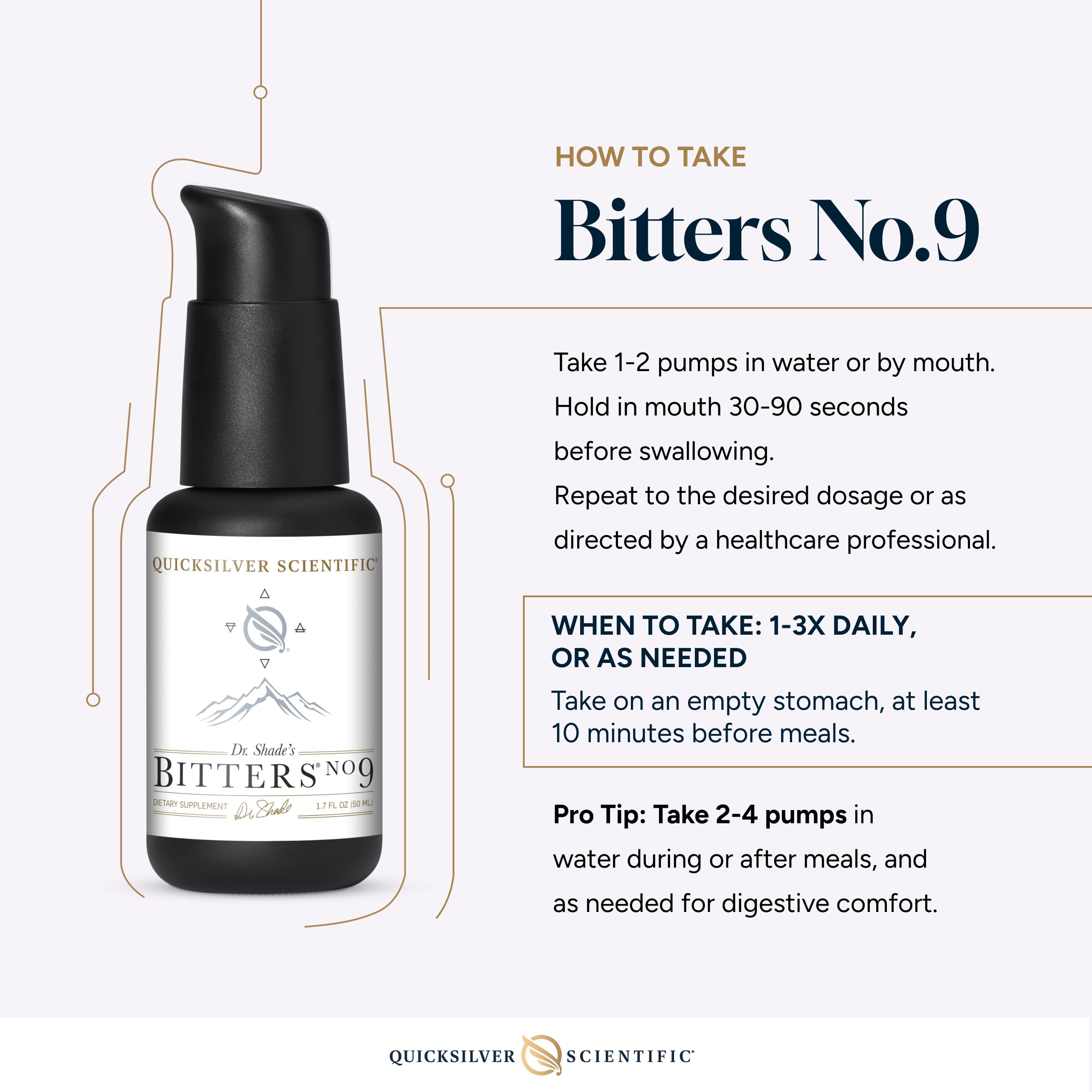 Compact 50ml Dr. Shade's Bitters No. 9 packaging for on-the-go routines.