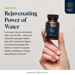 Quicksilver Scientific H2 Elite boosts energy with nano hydrogen bubbles in water.