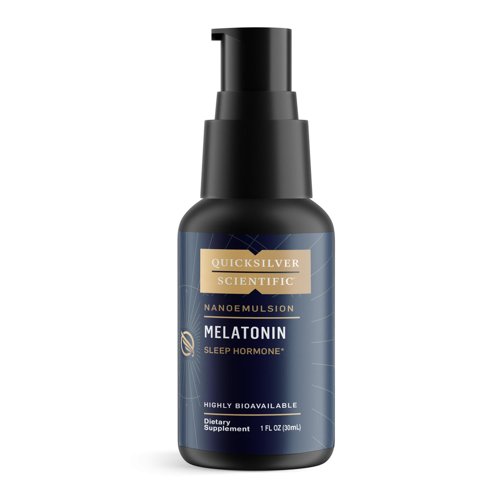 Quicksilver Scientific Liposomal Melatonin bottle front for bedtime support