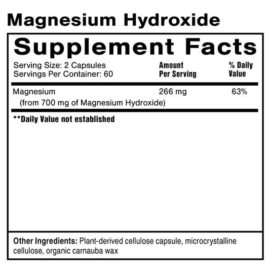 Close-up of Quicksilver Scientific Magnesium Hydroxide capsules illustrating hydration-friendly bowel support.