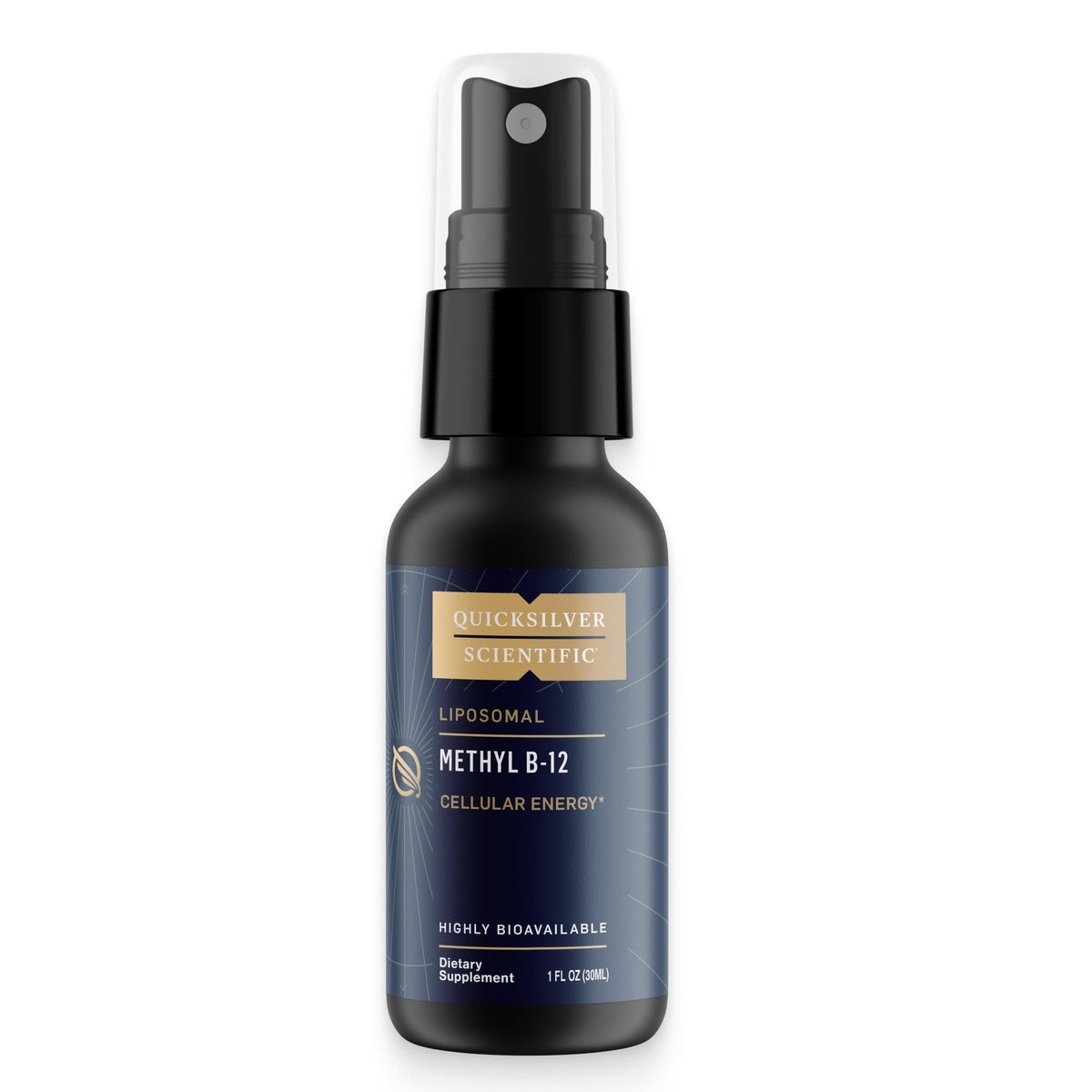 Quicksilver Scientific Methyl B12 bottle with liposomal absorption advantages.