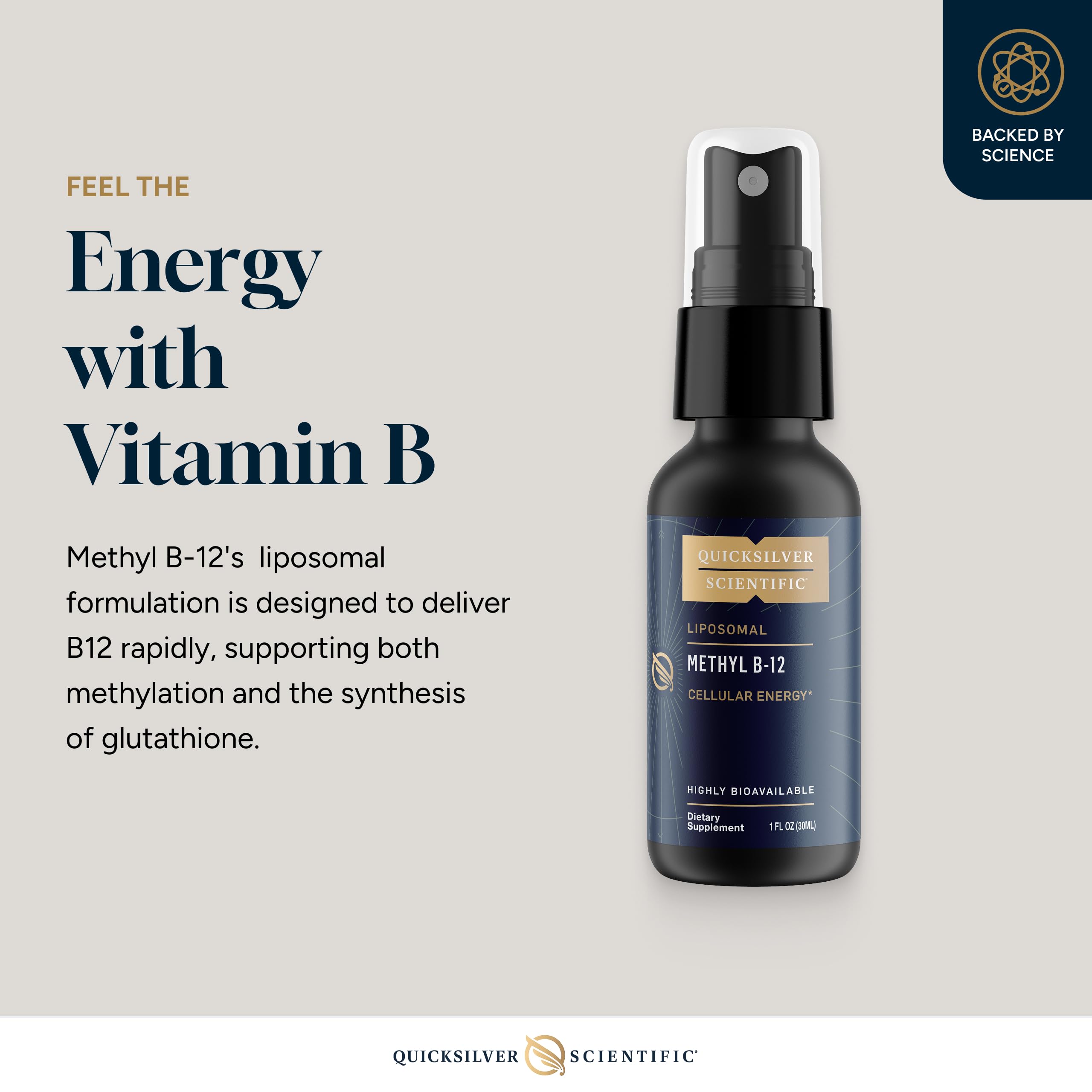 Quicksilver Scientific Methyl B12 nano liposome close-up showing delivery.