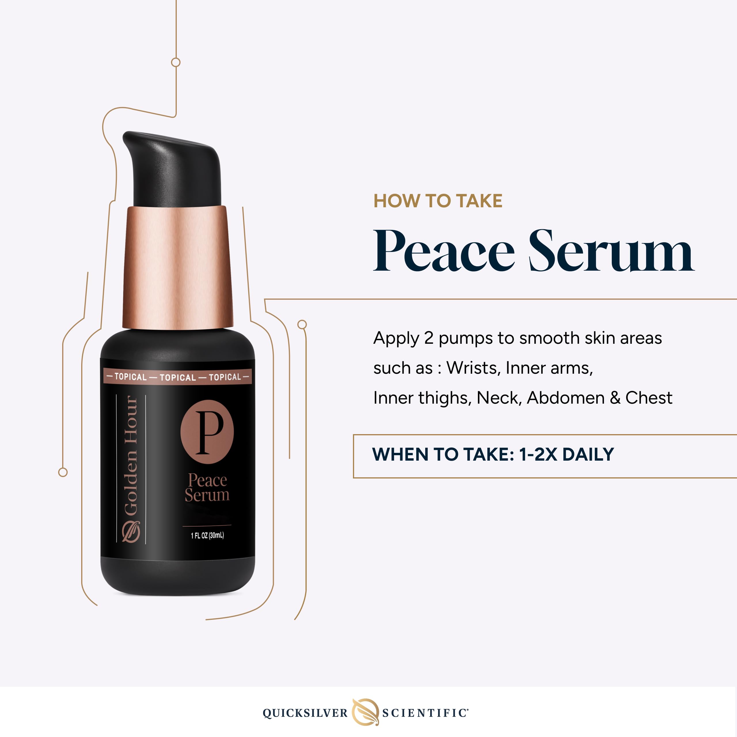 Quicksilver Scientific Peace Serum application scene demonstrating daily use