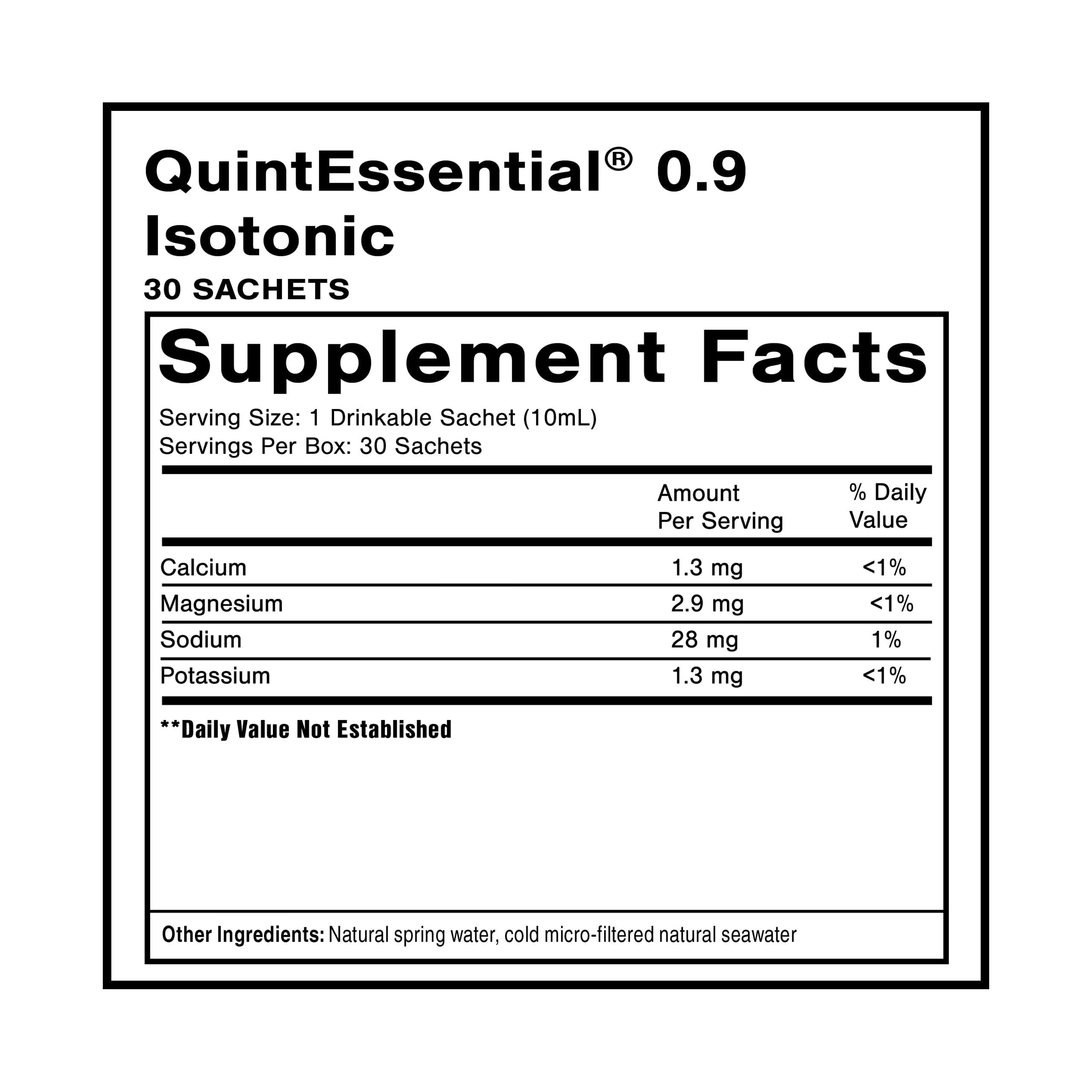 Quicksilver Quintessential 0.9 sachet ready in travel pack for convenient electrolyte support.