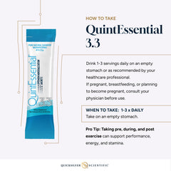 Quicksilver Scientific Quintessential 3.3 sachet with athletic use suggests stamina support