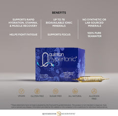 Quicksilver Quinton ampoules close-up highlights mineral-rich content for holistic hydration