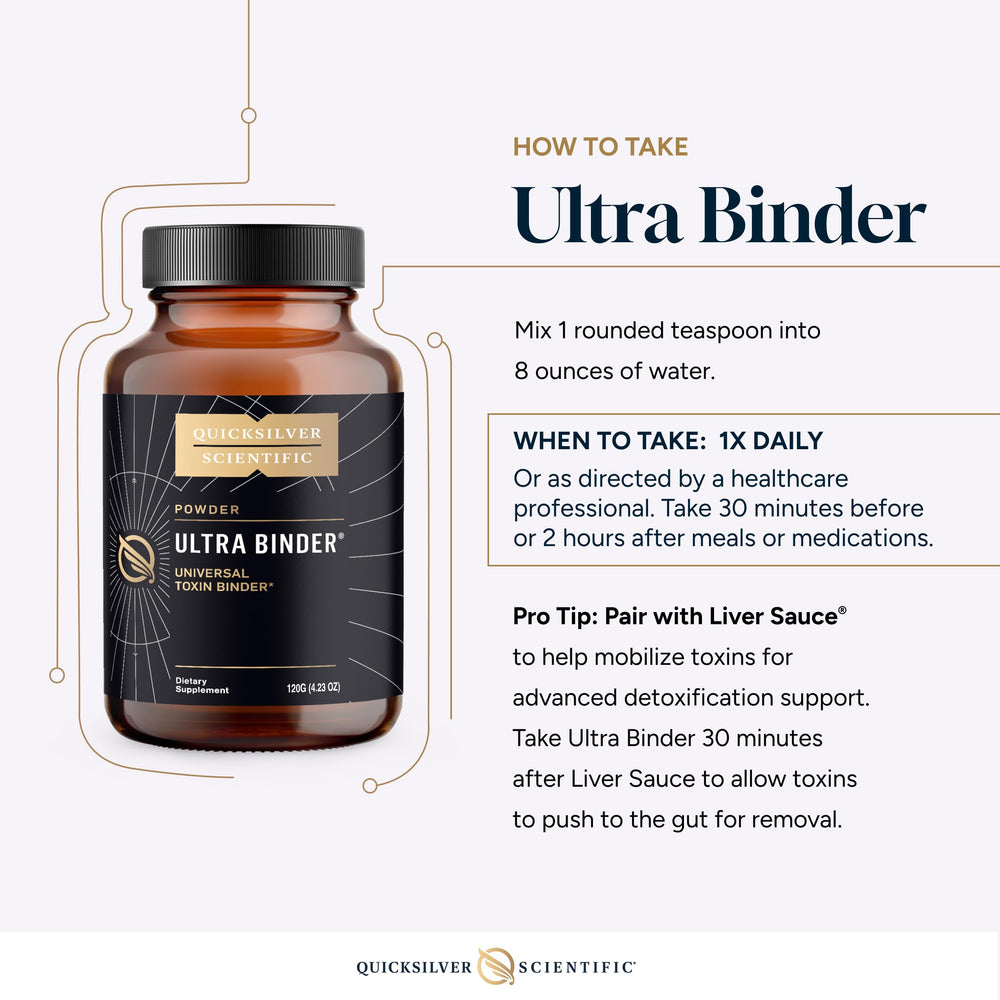 Quicksilver Ultra Binder with acacia gum for soluble fiber benefits.