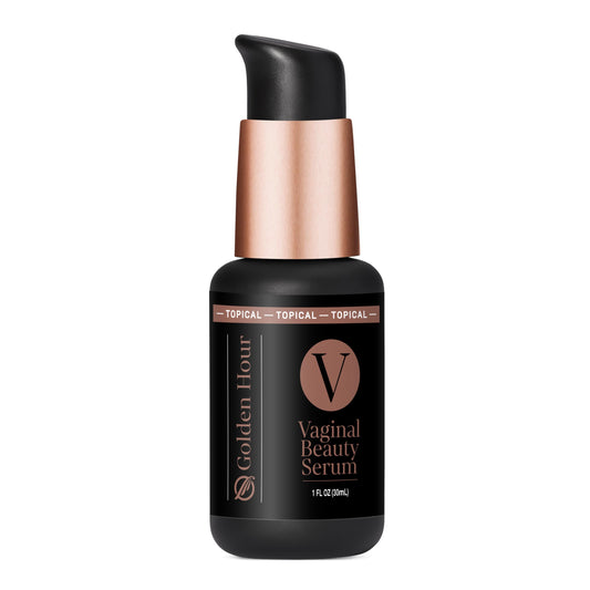 Quicksilver Scientific Vaginal Beauty Serum bottle promoting intimate skin hydration.