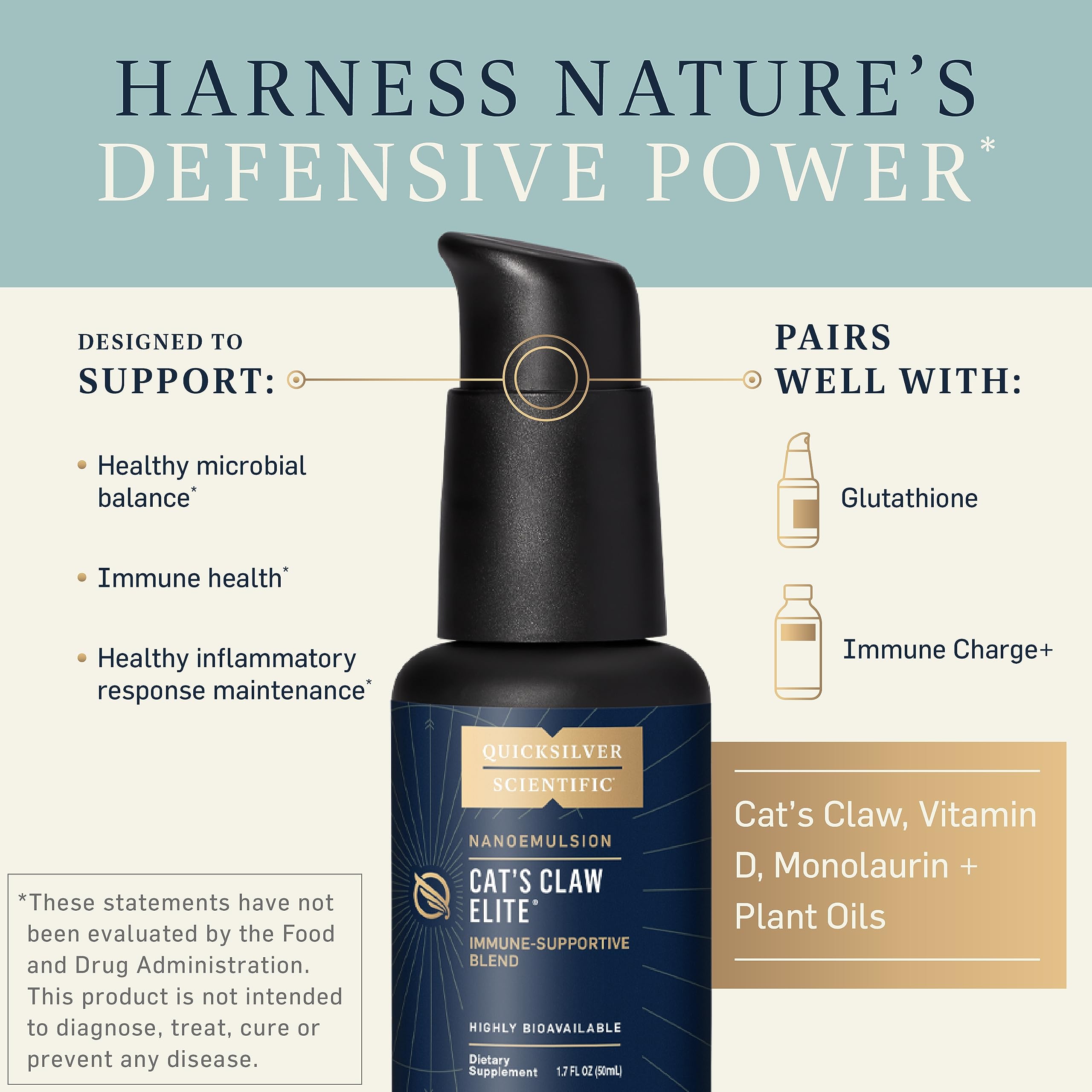 Quicksilver Scientific vitamin D 1000 IU and monolaurin added for immune-support potential.