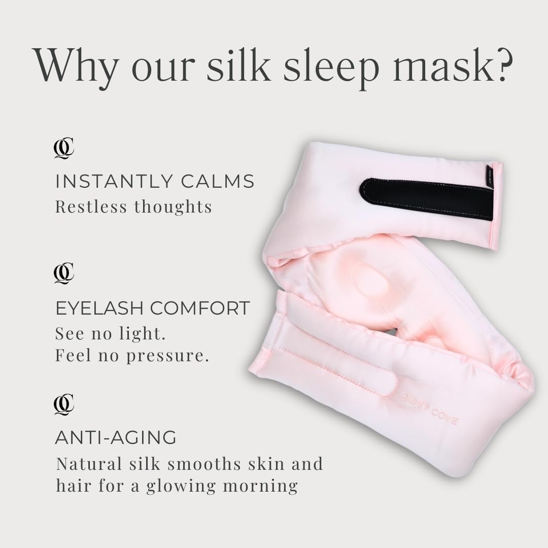 Quiet Cove Silk Sleep Mask foam cups avoid crushing eyelashes.