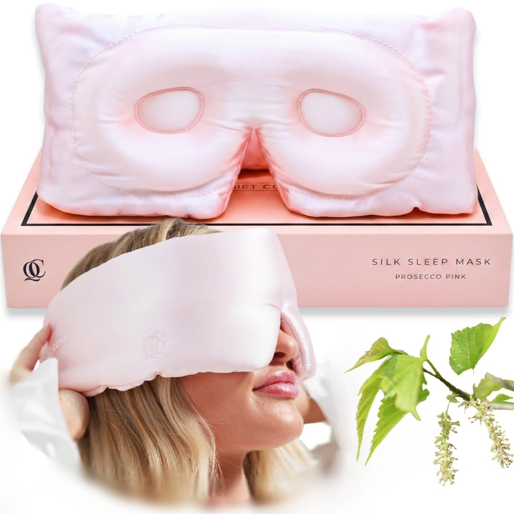Quiet Cove Plush Silk Sleep Mask with 3D contour protects lashes during wear.