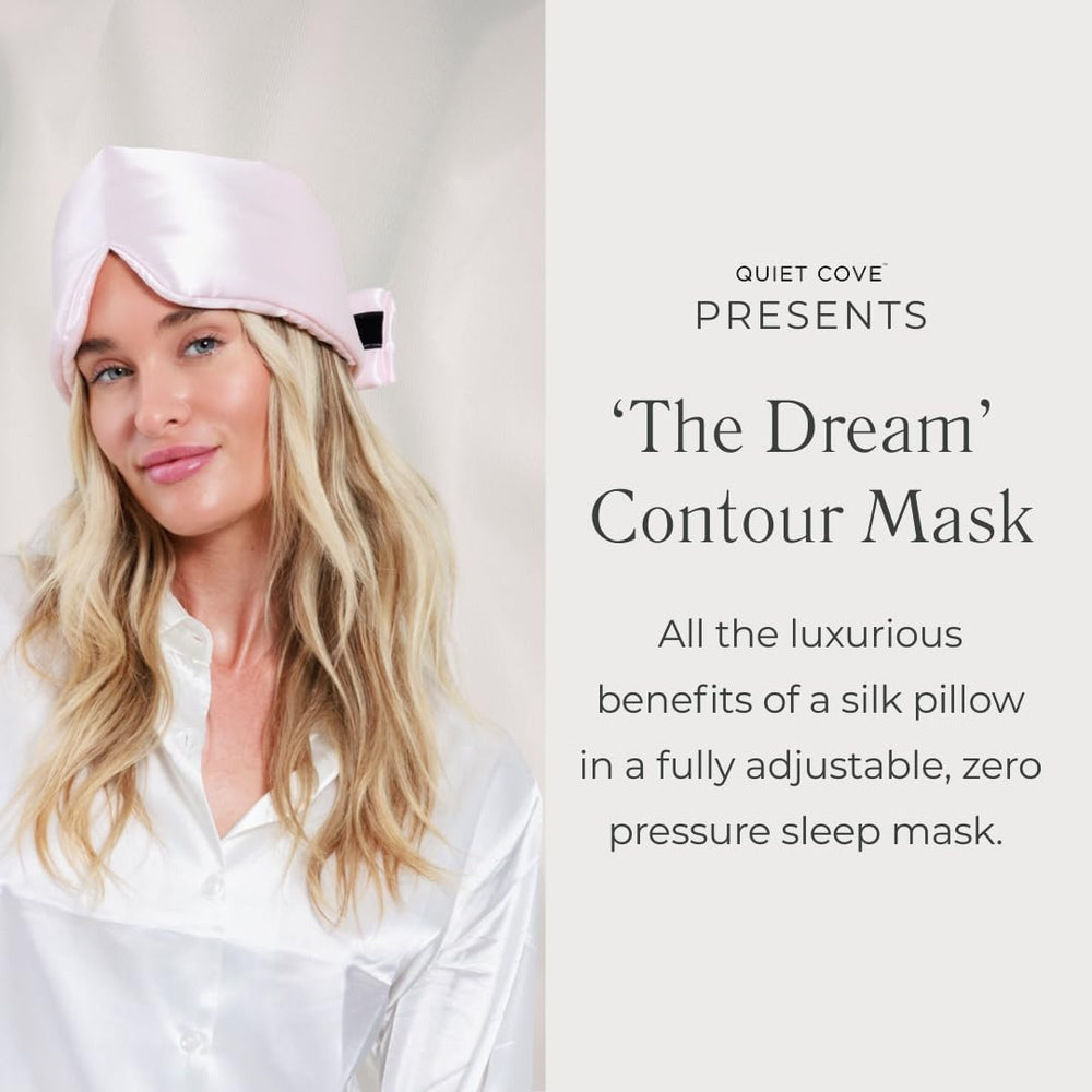 Quiet Cove Silk Sleep Mask for side sleeping with no hard edges.