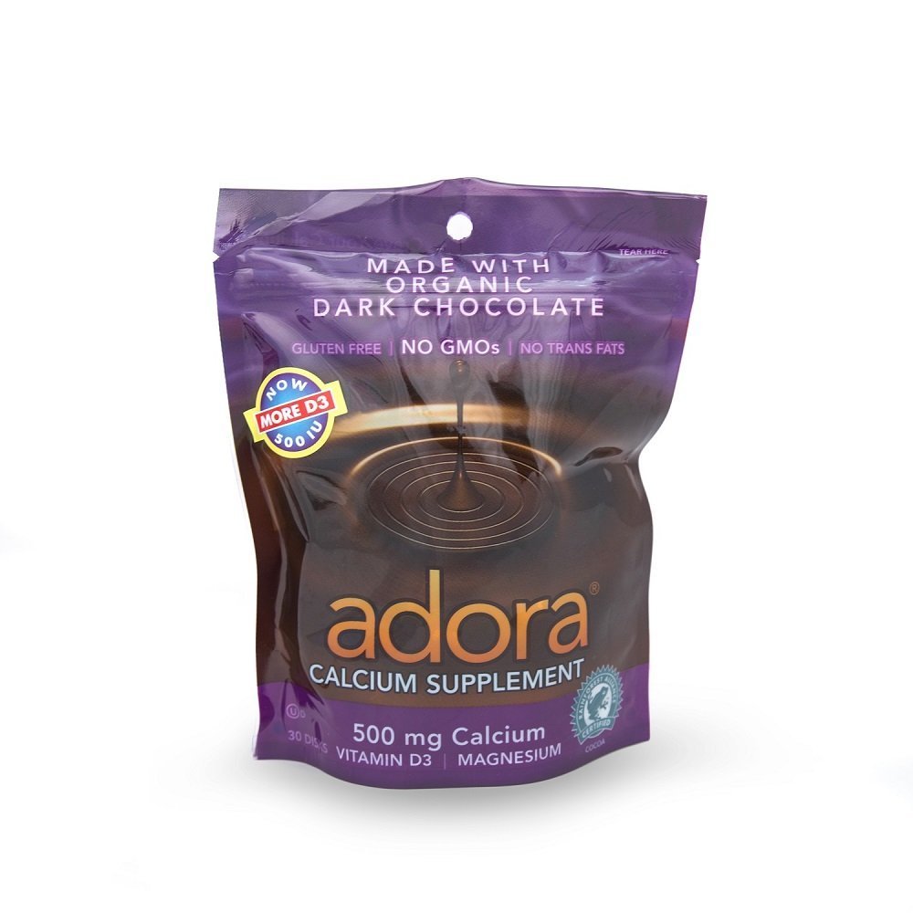 Quilom Adora Calcium Dark Chocolate pack front for daily calcium-friendly snack.