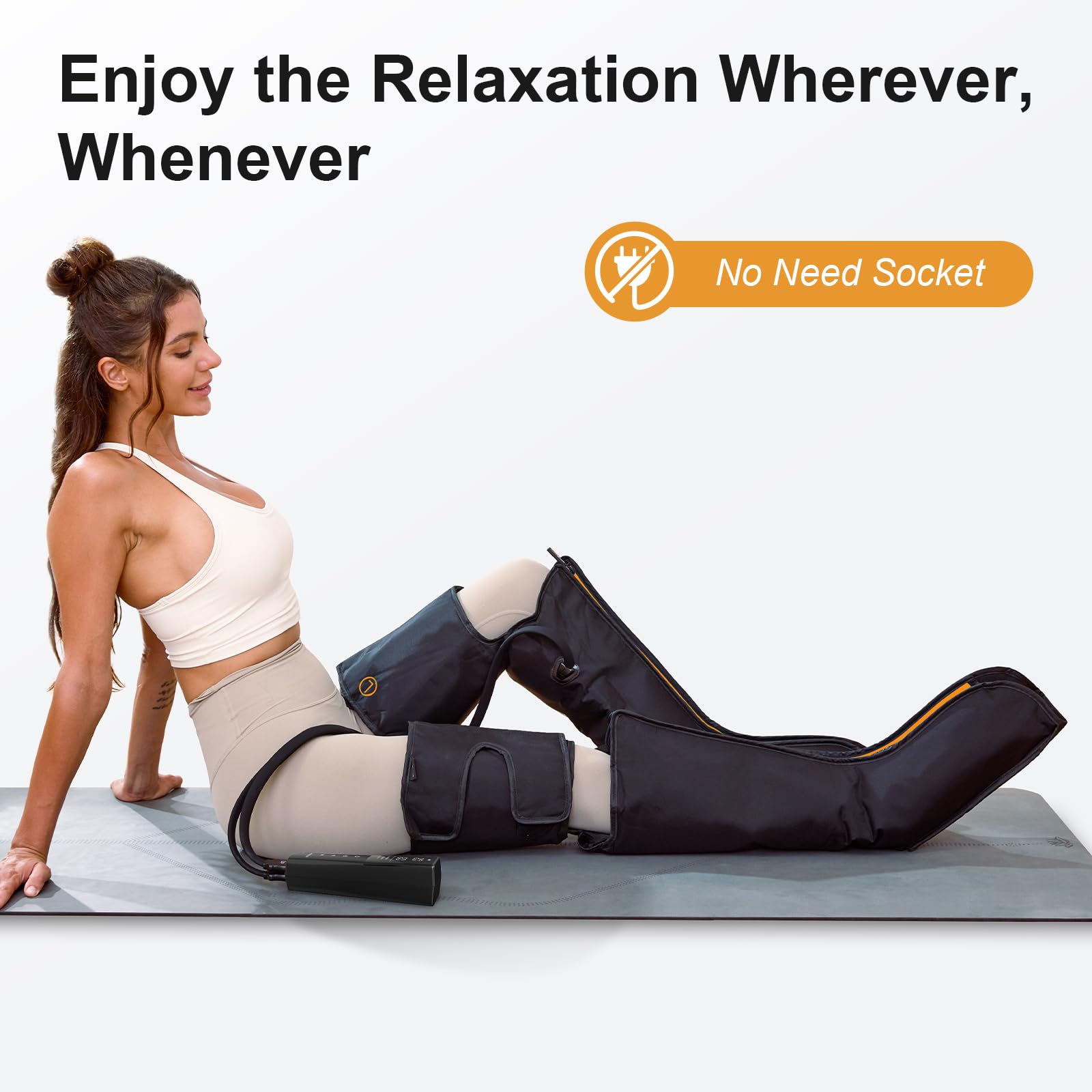 QUINEAR air cuffs wrap legs for customizable compression and relief.
