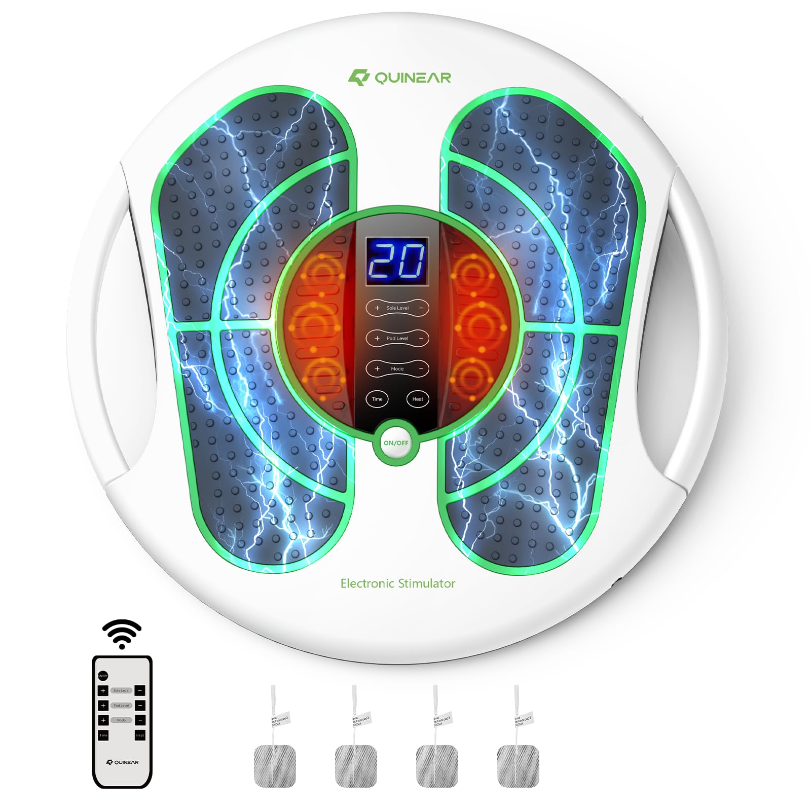 QUINEAR foot massager front view for easy storage and daily relief