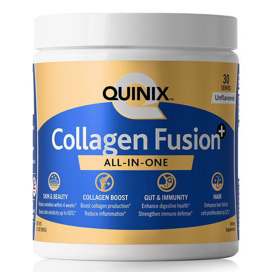 QUINIX Collagen Fusion+ front bottle for daily skin and hair support.