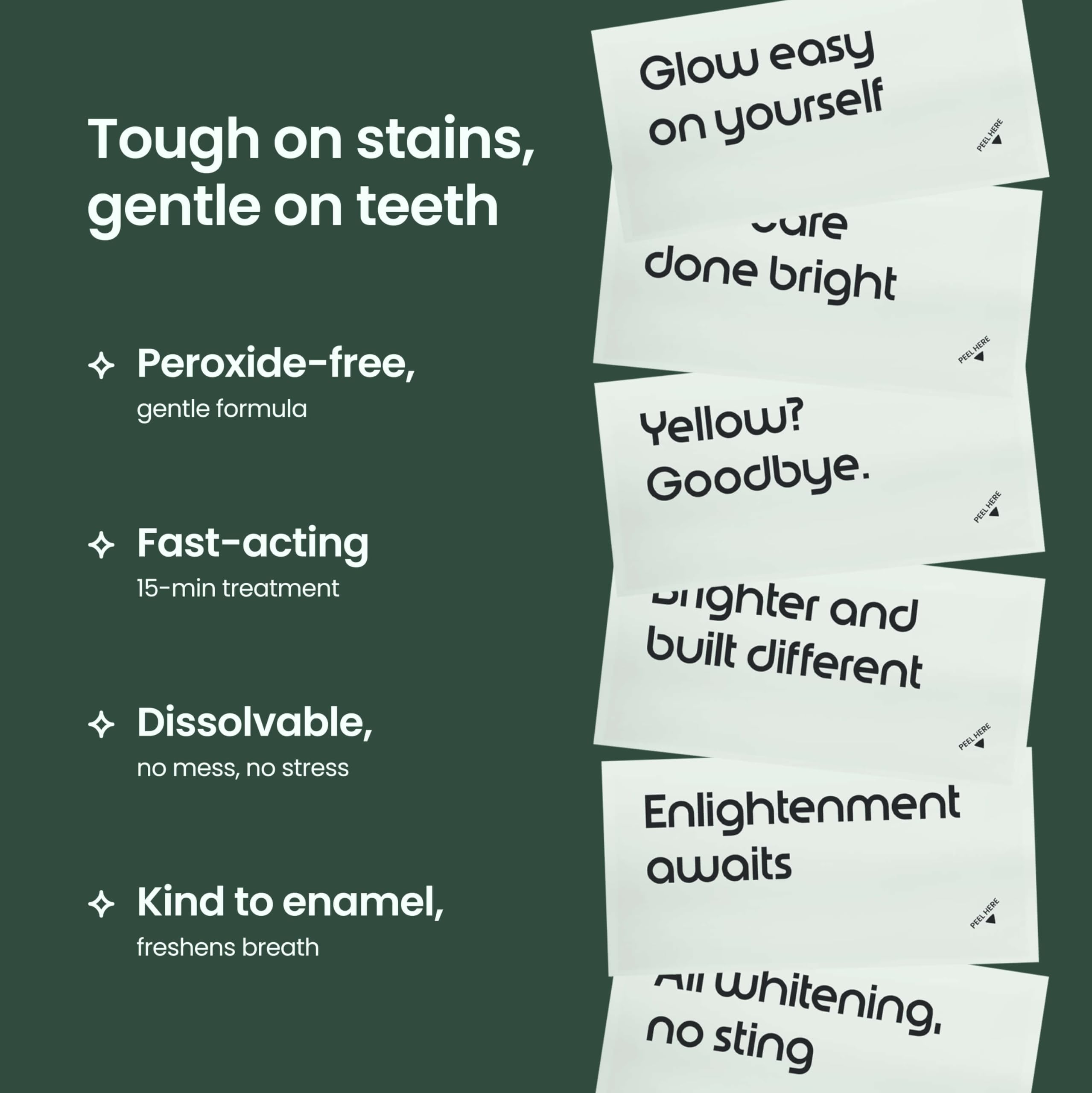 Quip Ritual strips being applied to teeth for simple, one-step whitening