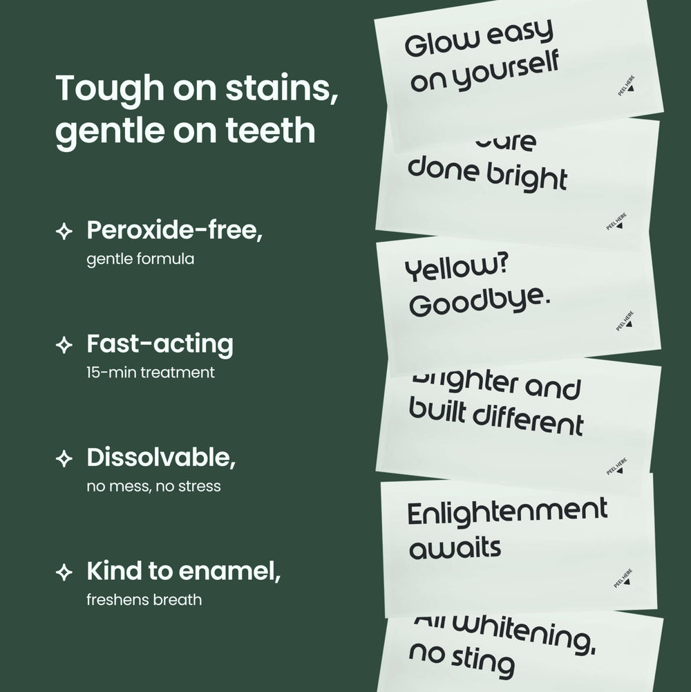 Quip Ritual strips being applied to teeth for simple, one-step whitening