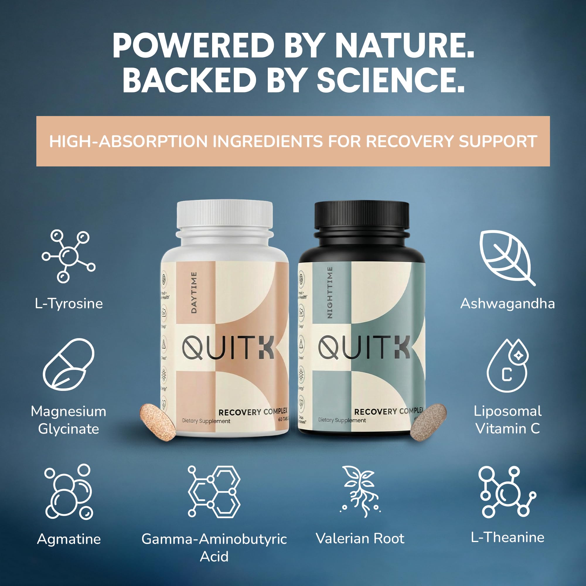 QuitK Recovery L-Theanine ingredient for calm focus and mood support