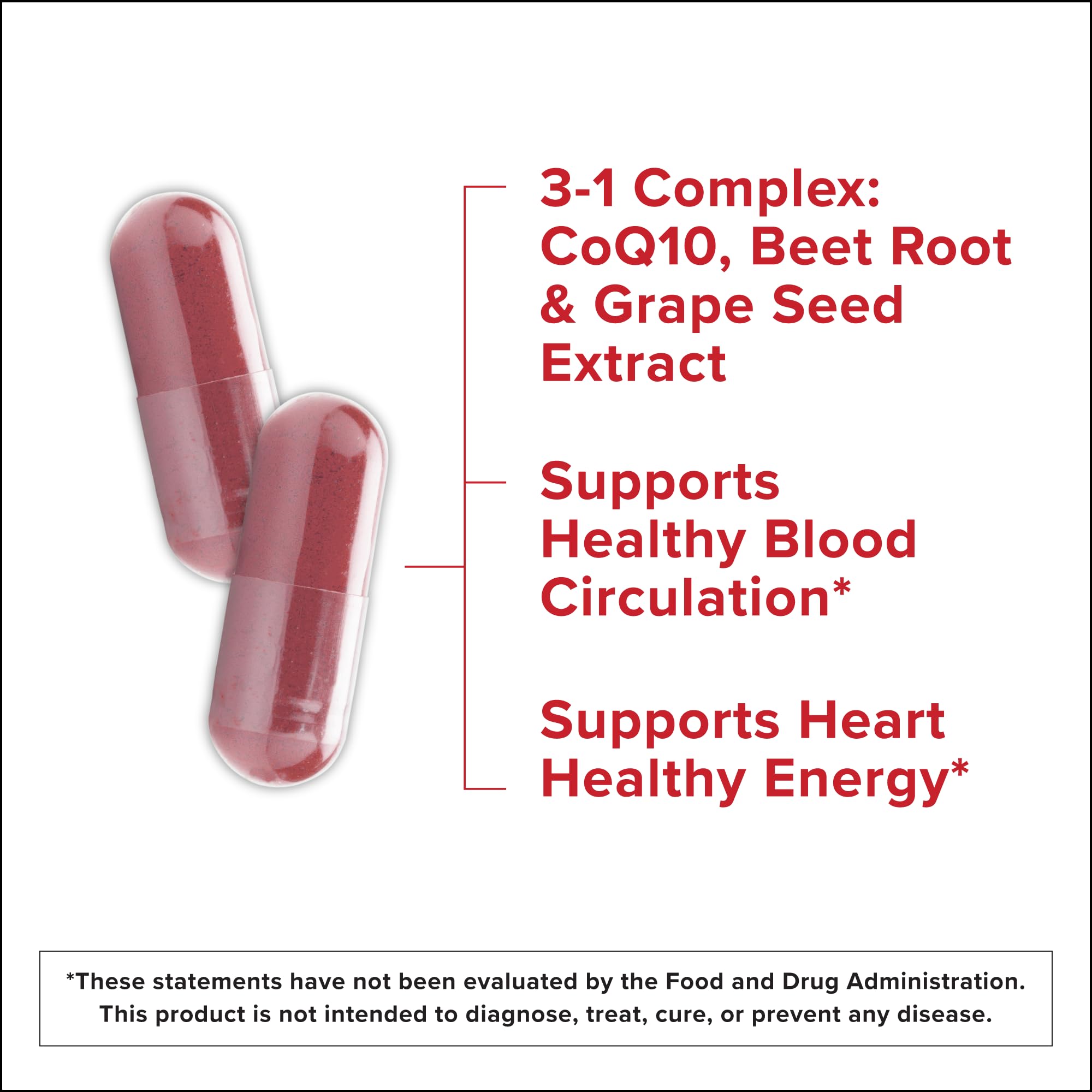 Qunol 3in1 bottle back shows ingredients and usage for heart-friendly energy
