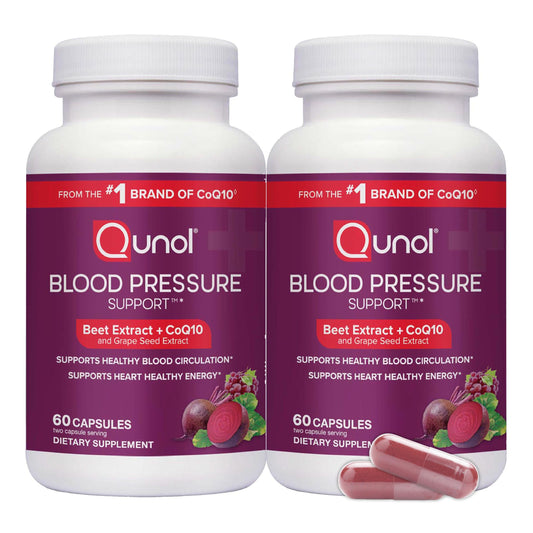 Qunol 3in1 Beets CoQ10 Grape Seed bottle front for daily circulation support