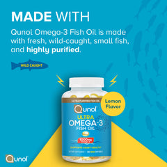 Qunol bottle with lemon label emphasizing flavor and purity