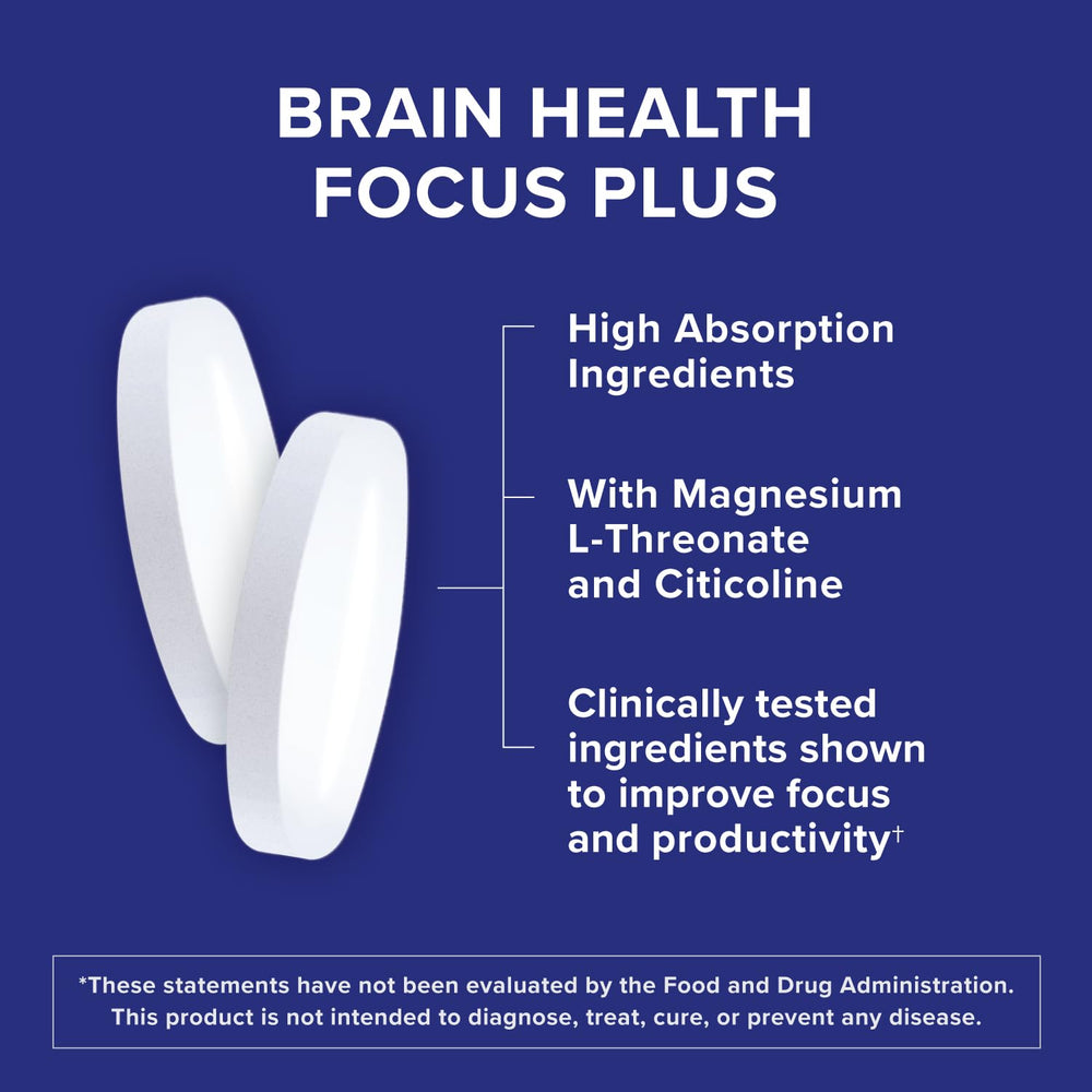 Qunol Brain Health Focus Plus label detail highlights clinically studied ingredients