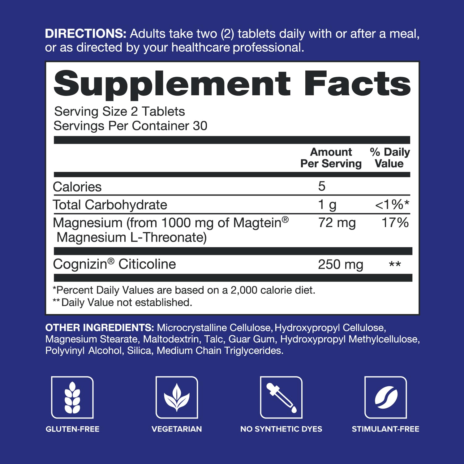 Qunol Brain Health Focus Plus packaging front signaling magnesium and citicoline benefits