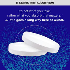 Qunol Brain Health Memory Plus tablet close-up shows smooth coating.