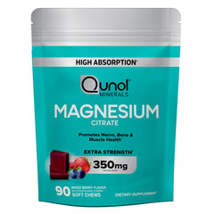 Qunol Magnesium Citrate Soft Chews nutrition facts label close-up