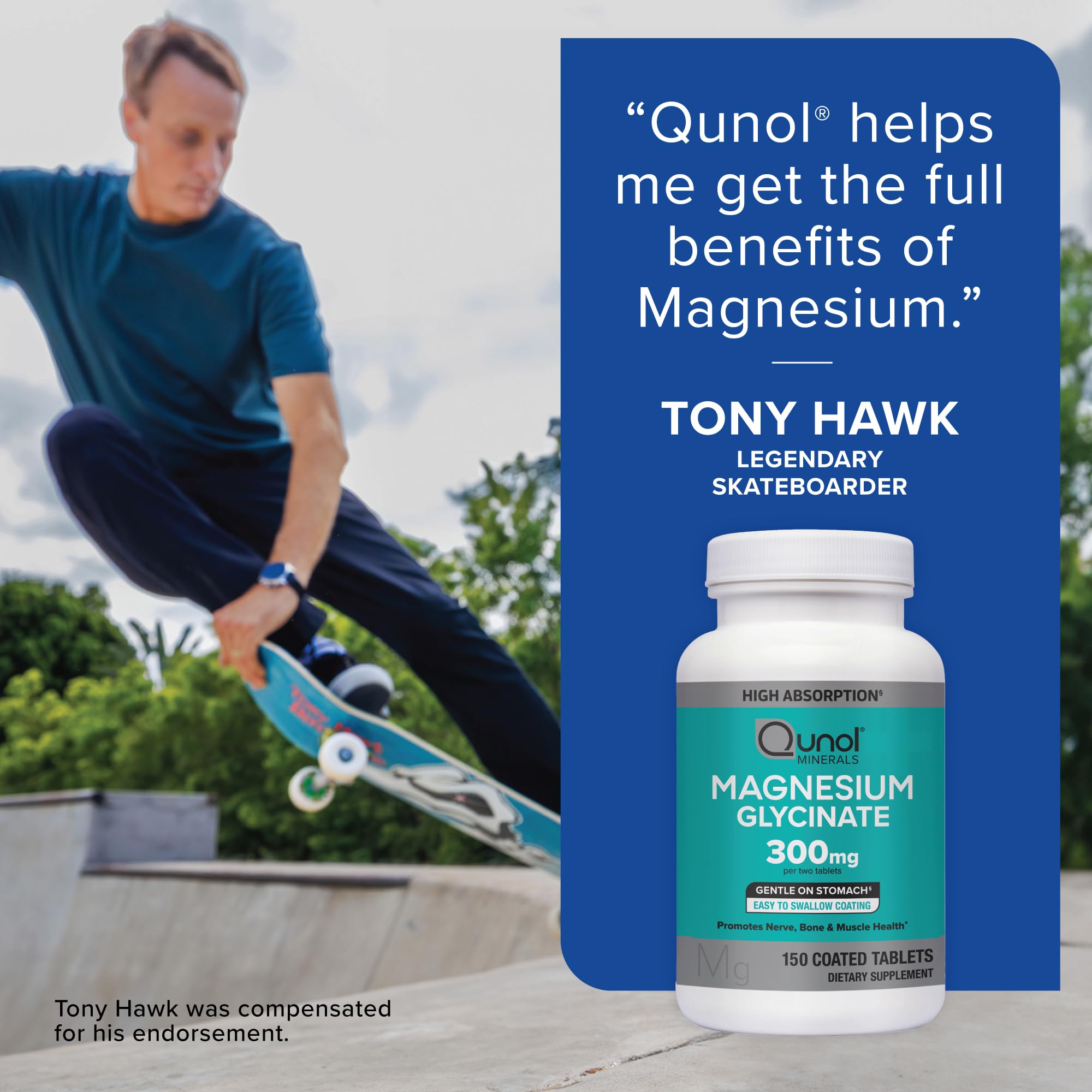 Qunol Magnesium Glycinate bottle with a matte finish for a clean look