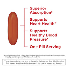 Qunol Mega CoQ10 absorption graphic highlighting superior water and fat solubility