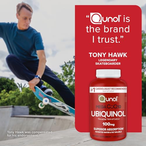 Qunol Mega daily use routine with softgels and glass of water