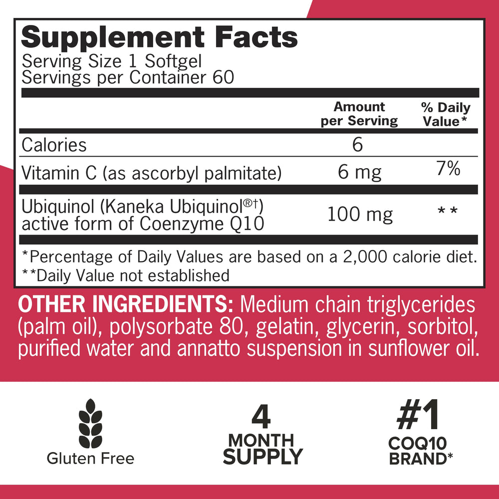 Qunol Mega Ubiquinol CoQ10 softgels closeup emphasizes easy swallowing