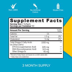 Qunol Omega-3 1000mg mini softgels close-up for easy swallowing