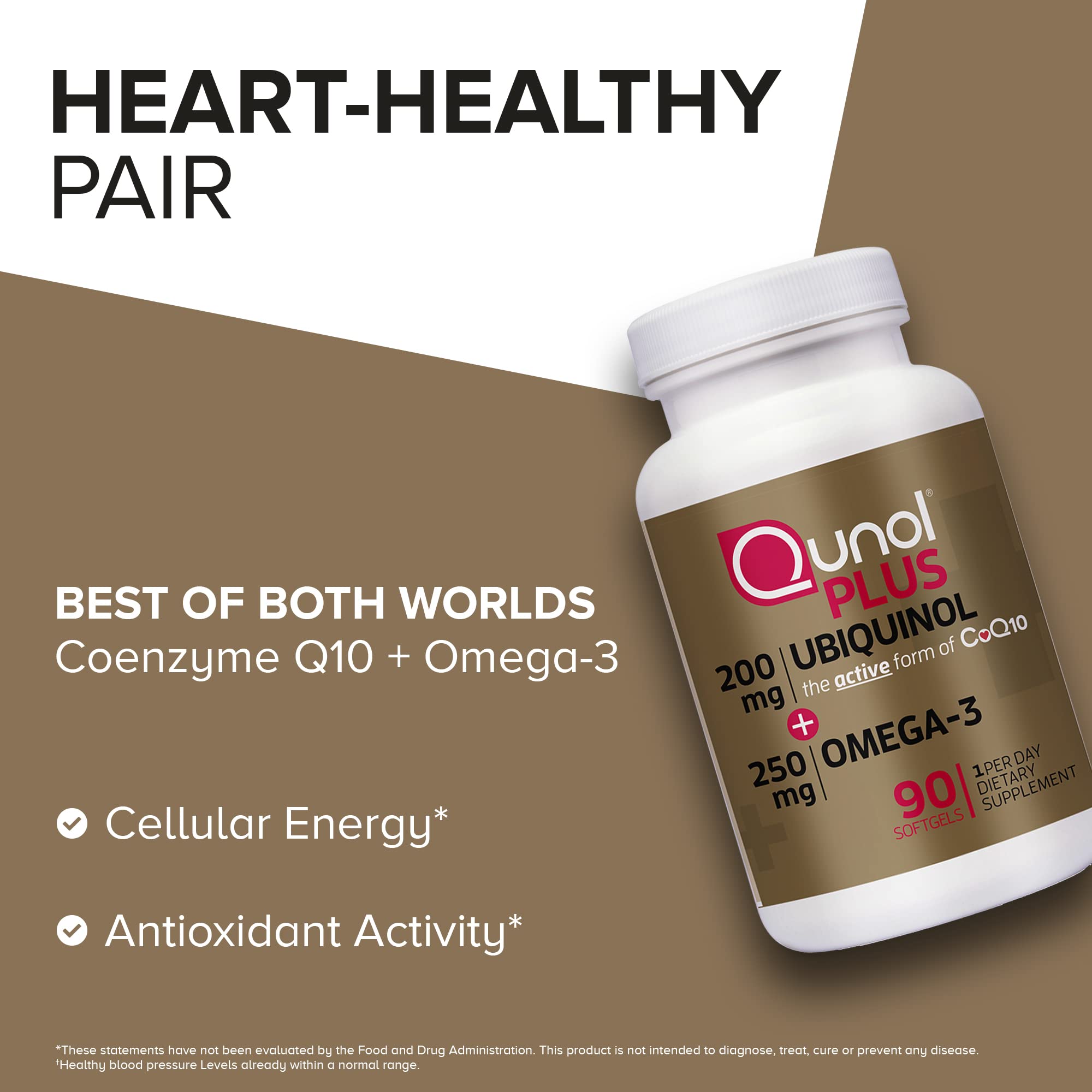 Qunol Plus packaging box display with 90-count bottle.