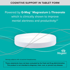 Qunol Q-Mag daily-use design suggests stimulant-free support during work or study.