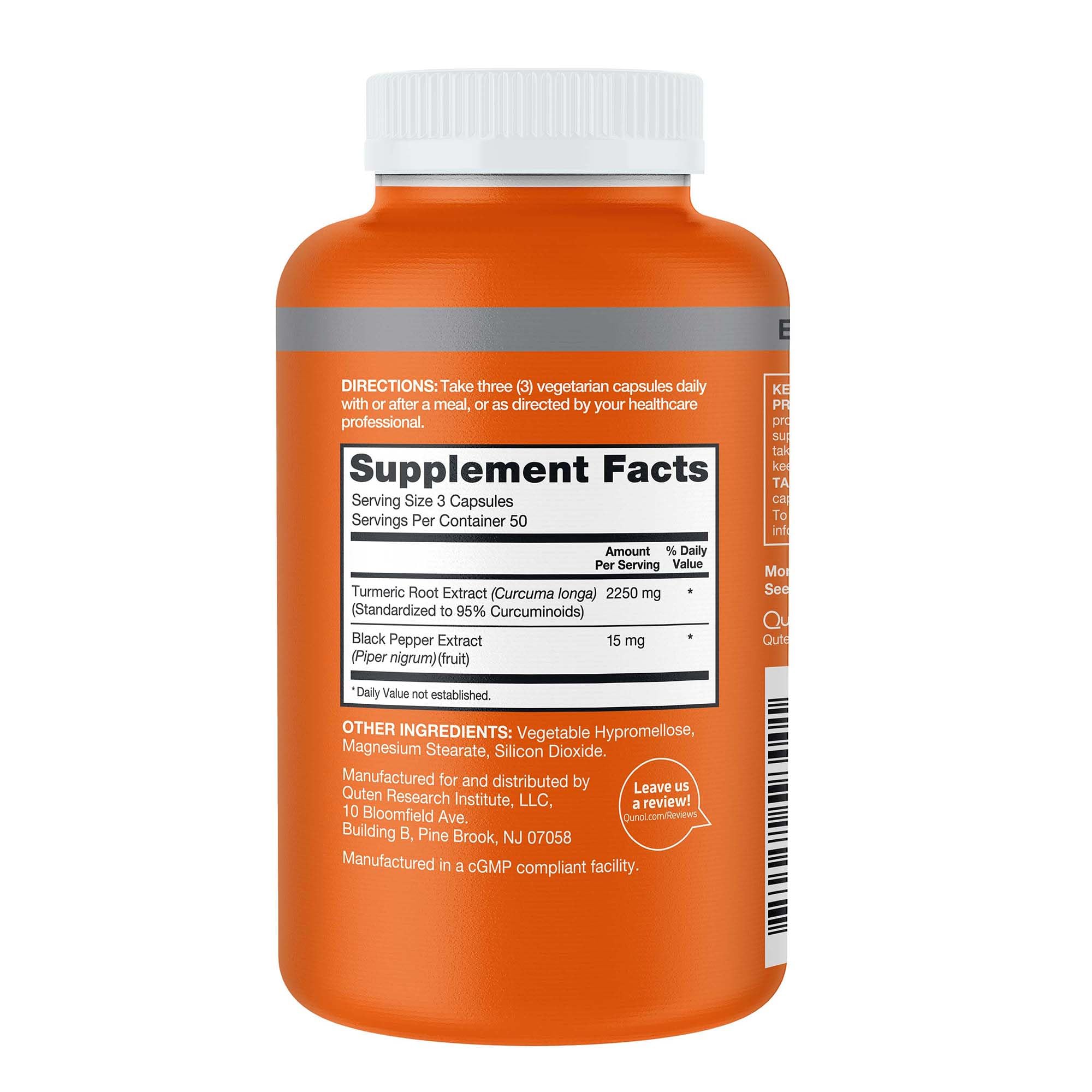 750mg turmeric per vegetarian capsule shown for daily use