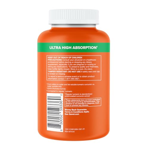 Qunol Turmeric & Ginger capsules packaging on display highlighting allergen-free formulation.