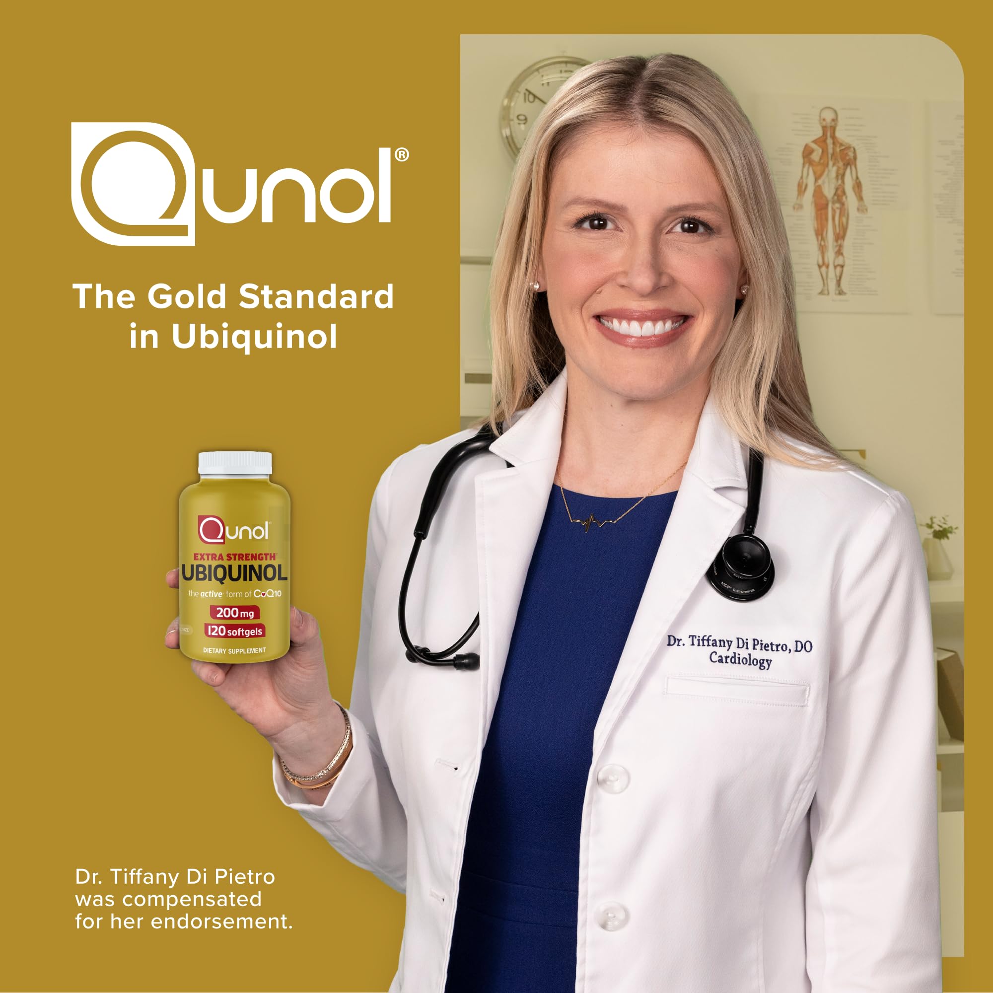 Closeup of product label showing active ubiquinol form.