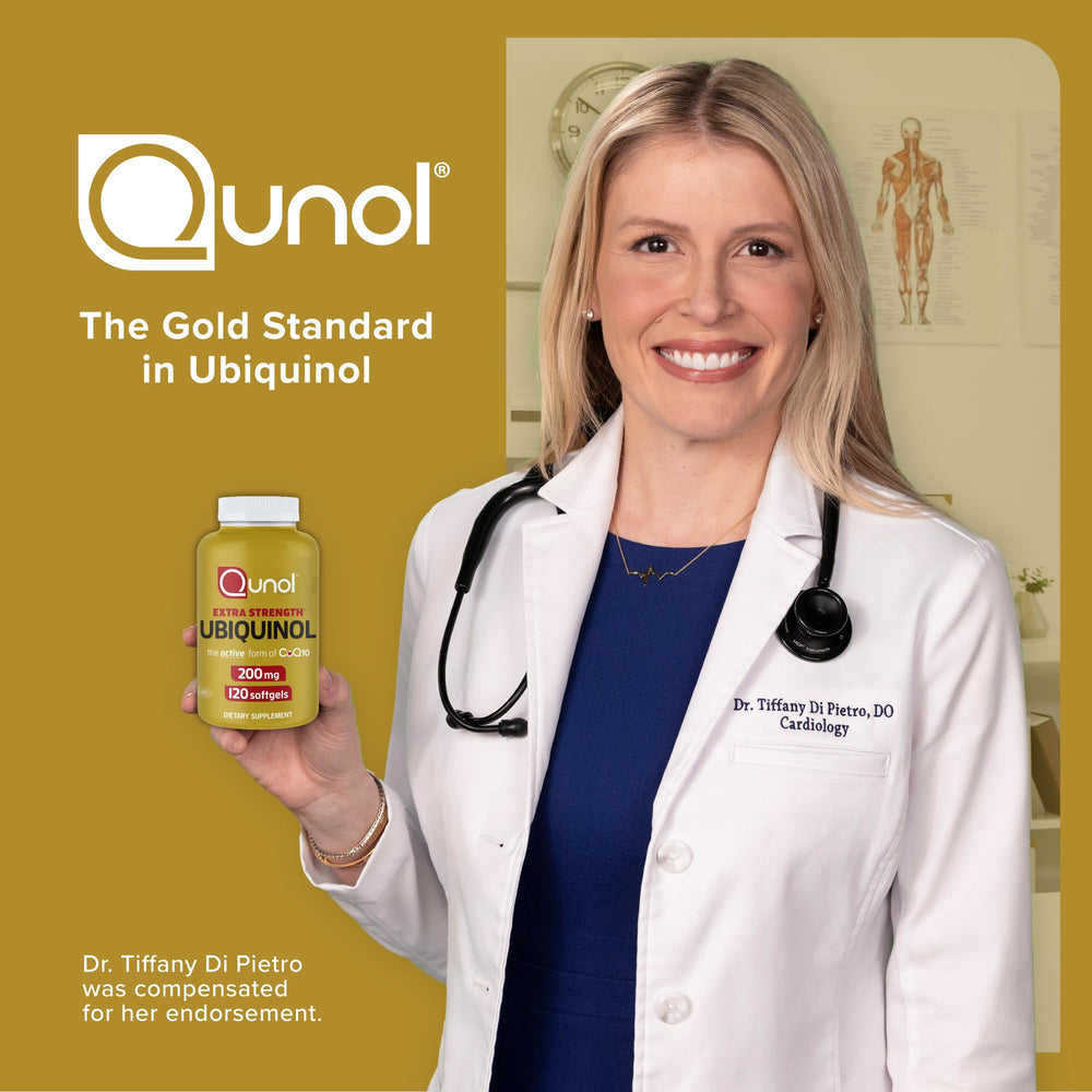 Closeup of product label showing active ubiquinol form.