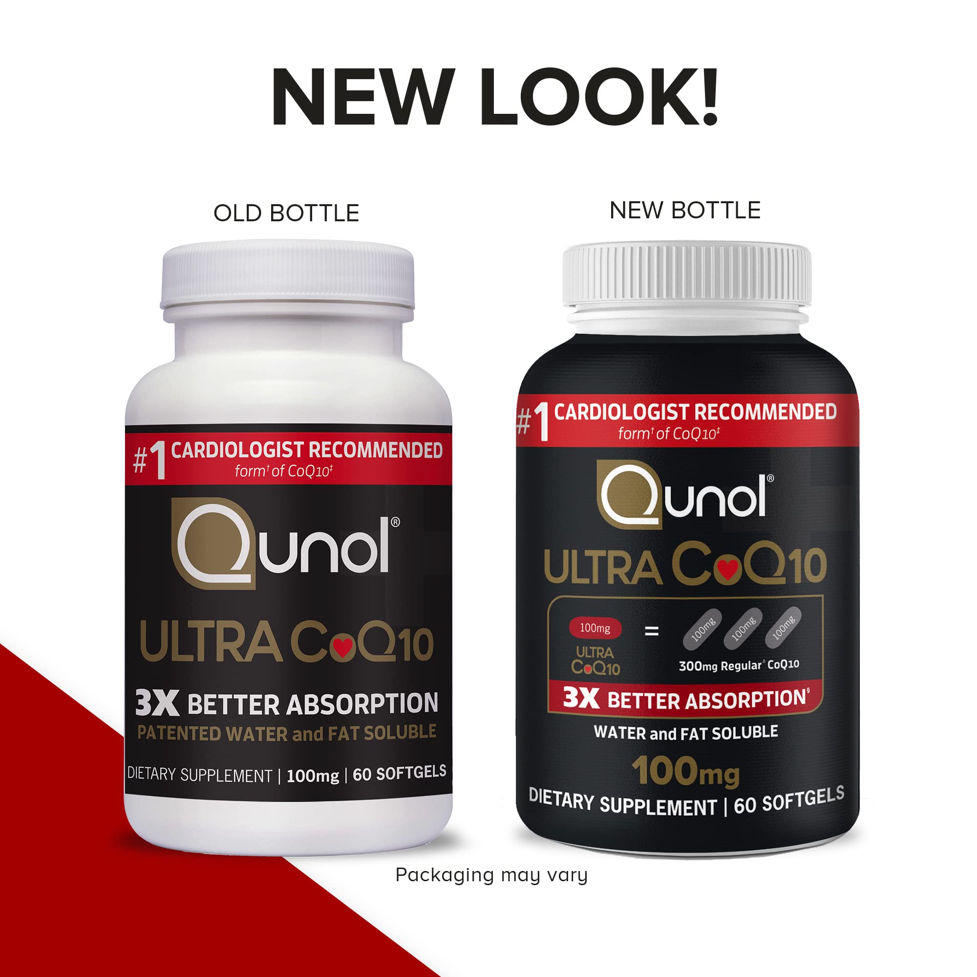 Qunol Ultra CoQ10 capsules shown with healthy lifestyle imagery for energy.