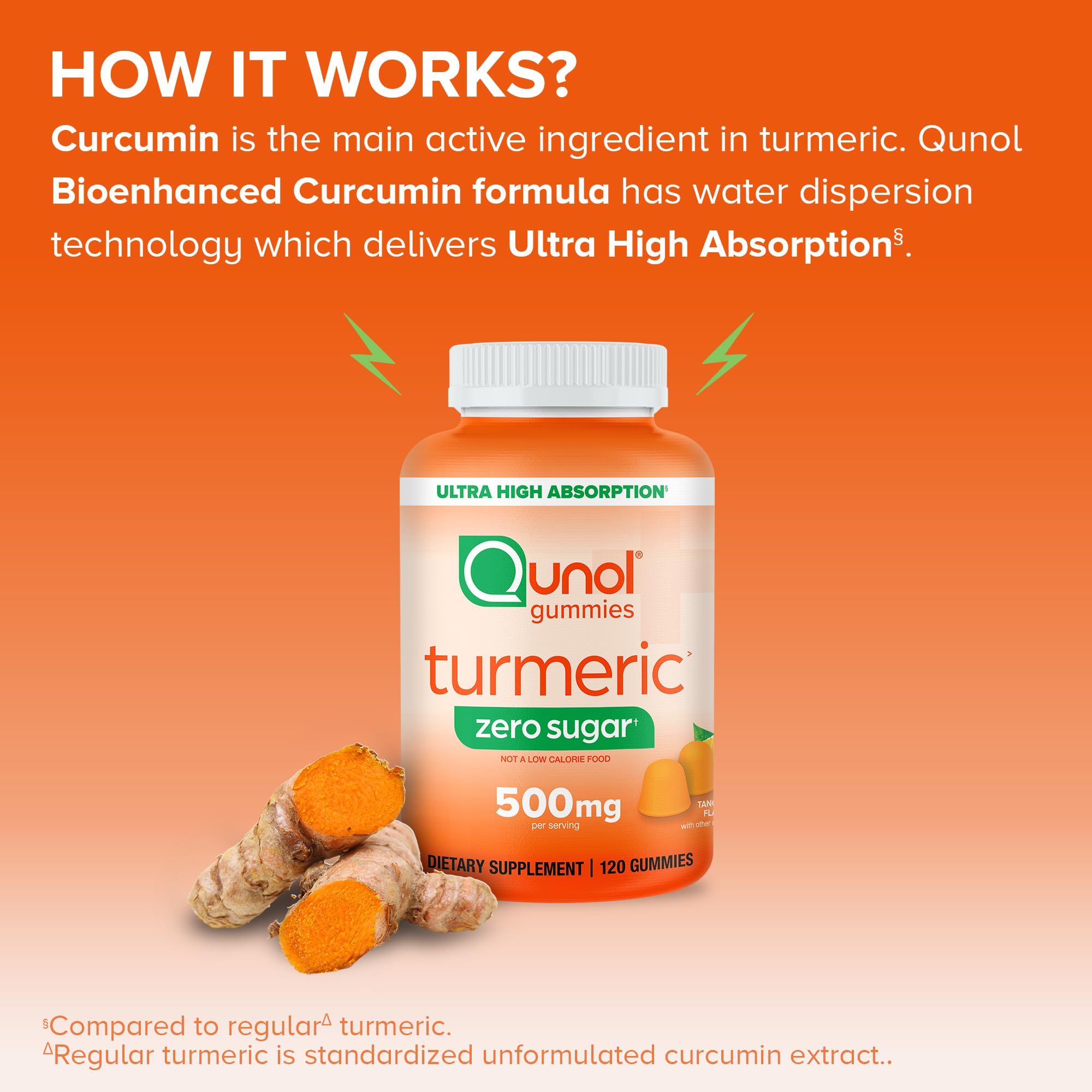 Qunol Zero Sugar Turmeric Gummies for joint support after activity