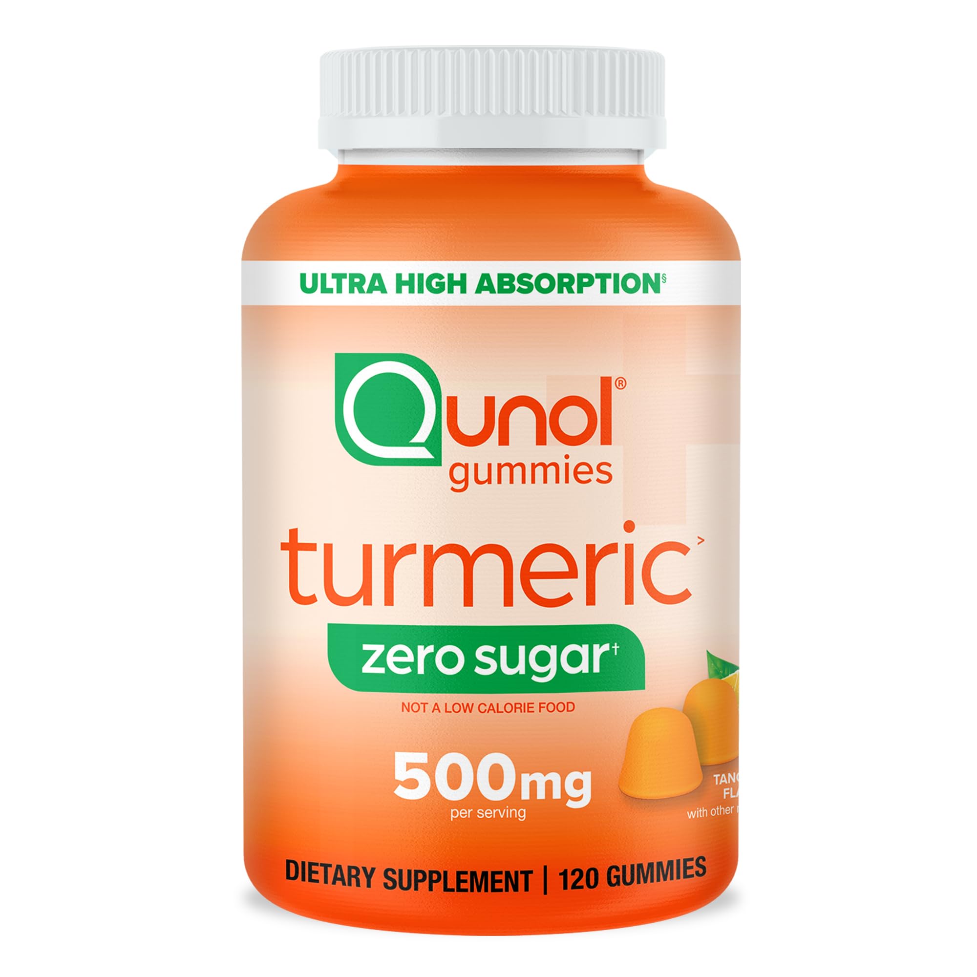 Qunol Zero Sugar Turmeric Gummies packaging shown, sugar-free option for joint support