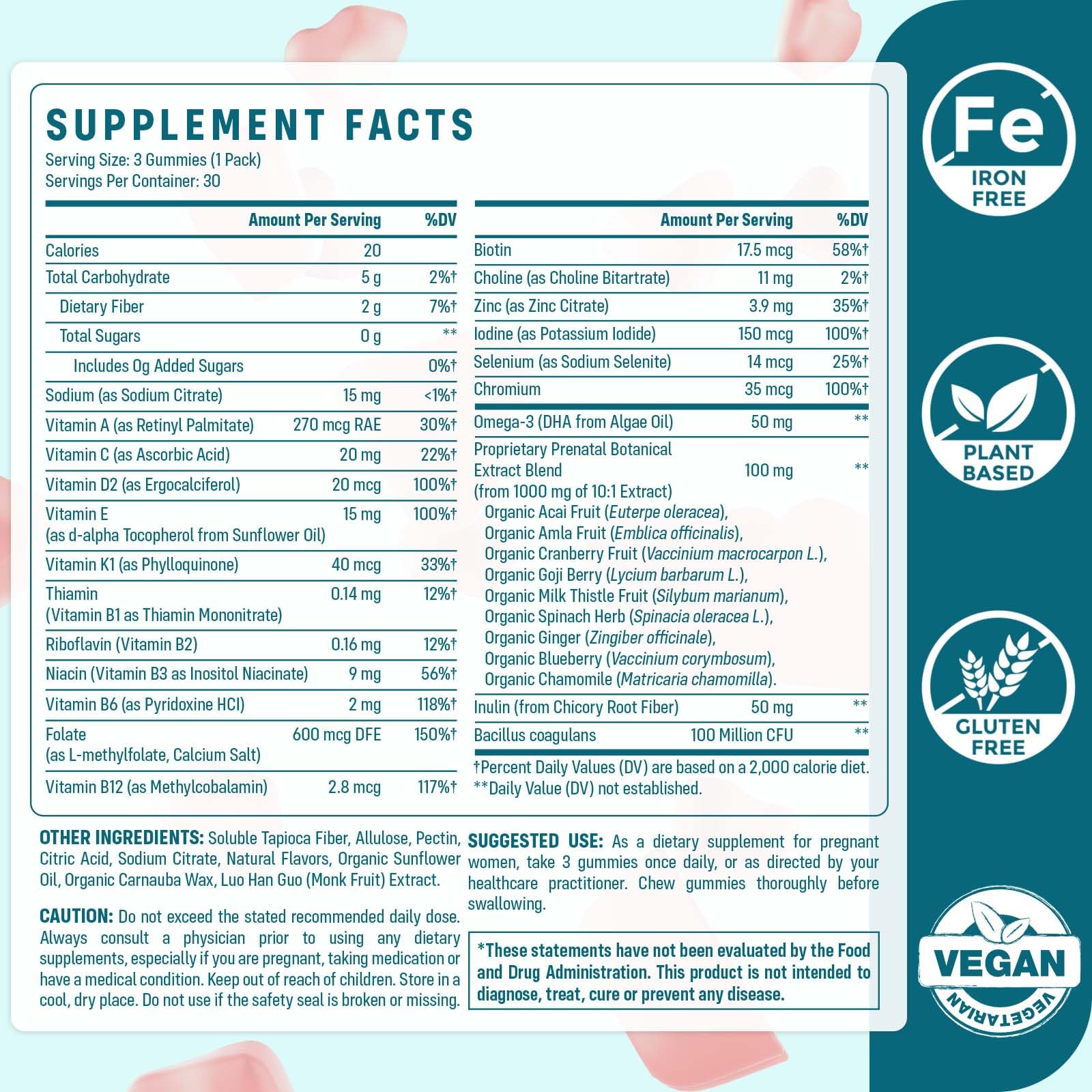 Quorinthiumax prenatal gummies heart-shaped gummies form emphasizes convenient daily prenatal nutrition.