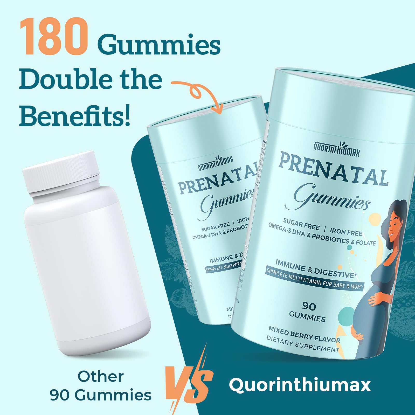 Sugar-free, plant-based Quorinthiumax Prenatal Gummies formula