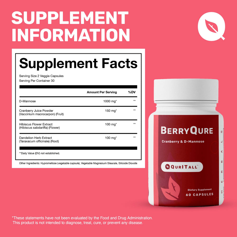 QurItAll BerryQure dandelion extract visual indicates botanical support.
