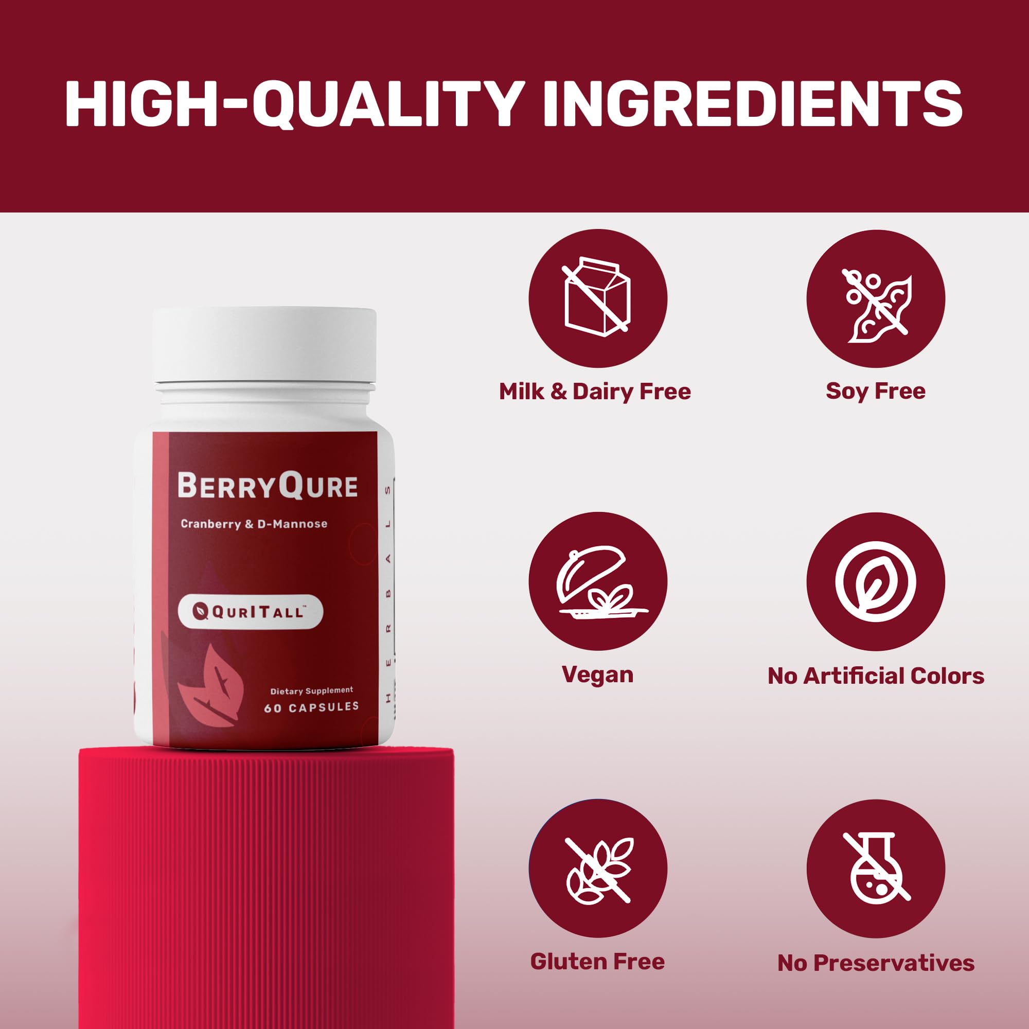 QurItAll BerryQure hibiscus extract on label emphasizes herbal blend.